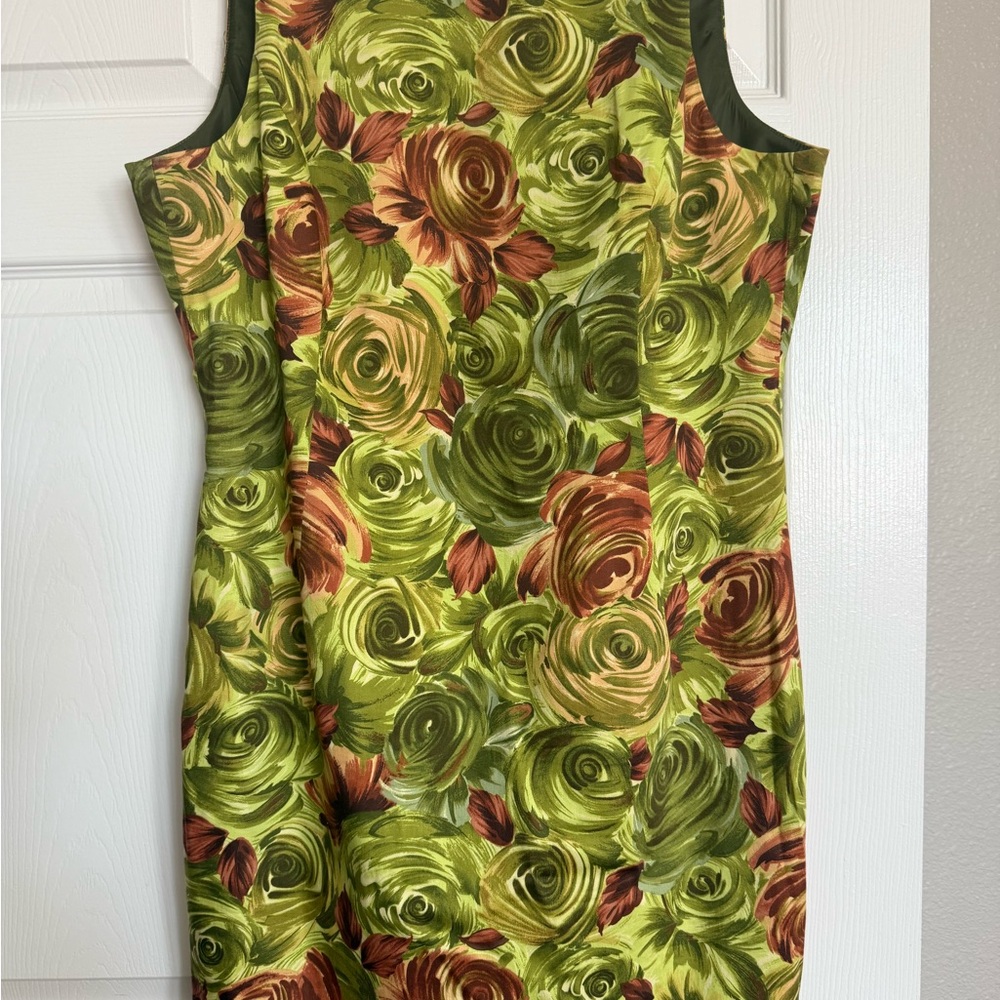 Jones New York Green and Brown Floral Mini Dress